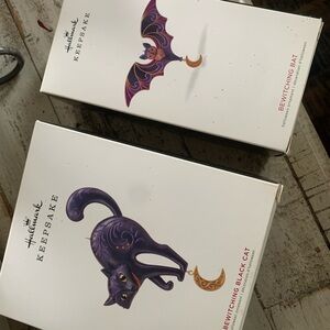 Hallmark Keepsake Purple Cat and Bat Ornaments
